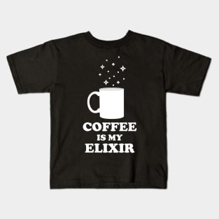 Coffee Is My Elixir - White Edition Kids T-Shirt